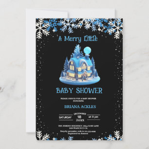 Convite Casa azul Baby Shower Merry Little Christmas  