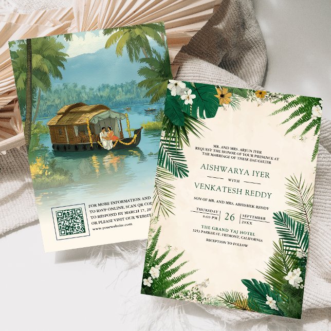 Convite Casa de Barco nos Backwaters de Kerala Casamento I (Criador carregado)