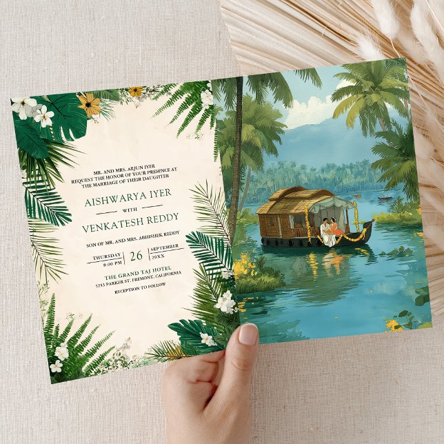 Convite Casa de Barco nos Backwaters de Kerala Casamento I (Criador carregado)
