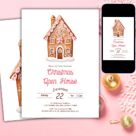 Convite Casa de Biscoito de Natal Open House de Natal