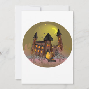 Convite Casa de bruxa assustadora de Halloween e castelo d