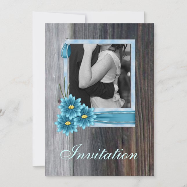 Convite casa de campo rústica com margarida noivado wester (Frente)