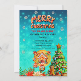 Convite Casa de Doces de Natal de Gengibre, e Ano Novo Den