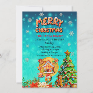 Convite Casa de Doces de Natal de Gengibre, e Ano Novo Den