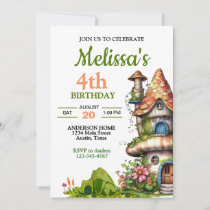 Convite Casa de Fada da Floresta Mágica de Aniversário