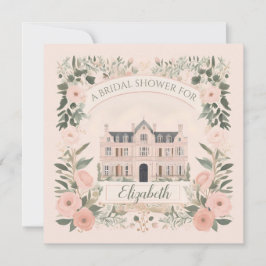 Convite Casa de Manor de Bridgerton Floral Rosa