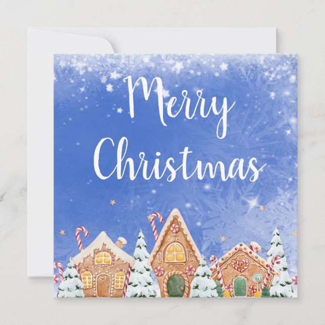 Convite Casa de Pão de Natal feliz com canas doces (Frente)