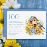 Casa de Pássaros Azul Flores Amarelas 100º Anivers