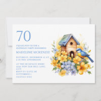 Casa de Pássaros Azul Flores Amarelas Aniversário 