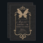 Convite Casa Mariposa Rosa e Borboleta Negra Sweet 16<br><div class="desc">personalizar para qualquer evento</div>