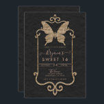 Convite Casa Mariposa Rosa e Borboleta Negra Sweet 16<br><div class="desc">personalizar para qualquer evento</div>