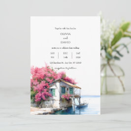 Convite Casa Náutica De Praia Com Casamento De Aquarelas D