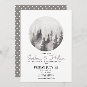 Convite casa nova da festa de inauguração nas montanhas