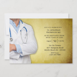 Convite Casaco Branco Dourado da Festa de formatura