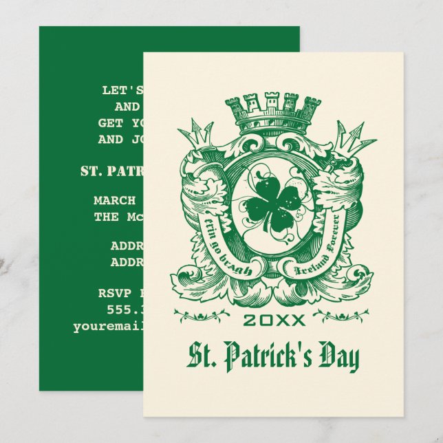 Convite Casaco de Shamrock de Ruas de Braços. (Frente/Verso)