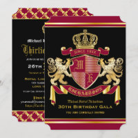 Casaco Real de Armas Vermelho Lion Dourado Emblem