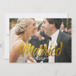 Convite Casado Foto Rascunho Dourado Moderno Obrigado