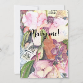 Convite Casado me Watercolor floral Music Agenda