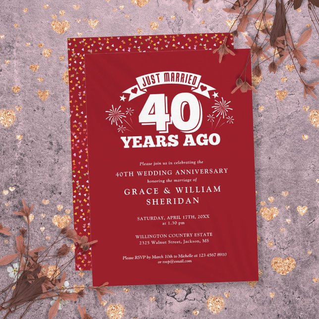 Convite Casados há 40 Anos de Casamento (Just Married 40th Wedding Anniversary Invitation)