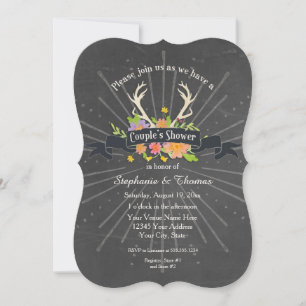 Convite Casais Chá Antler Wildflower Starburst Rustic