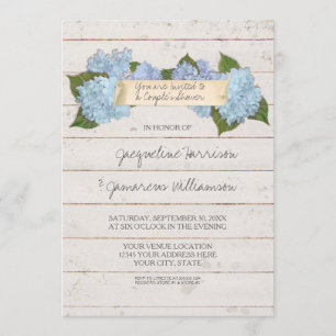 Convite Casais Chá BOHO Shiplap Wooden Conselho Hydrangea