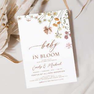 Convite Casais Chá de fraldas Flor Selvagem Bebê em Sangue