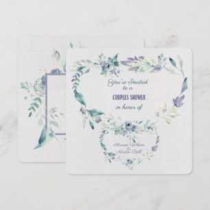 Convite Casais Chá Flores Azuis de Aquarela Quadro