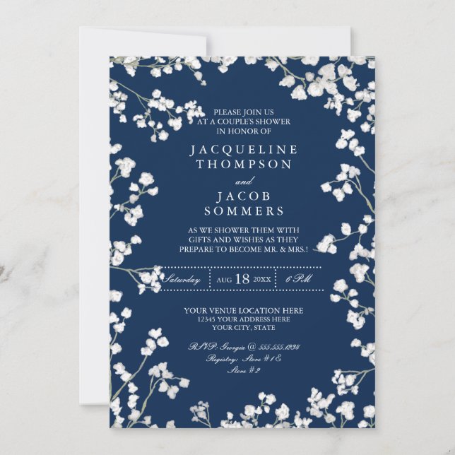 Convite Casais Chá Fraqueza respiratória do bebê Flower Ru (Frente)