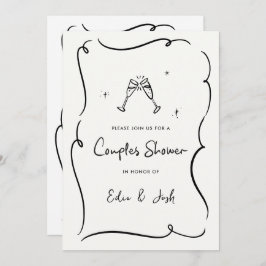 Convite Casais chá moderno, elegante natural, manuscrito