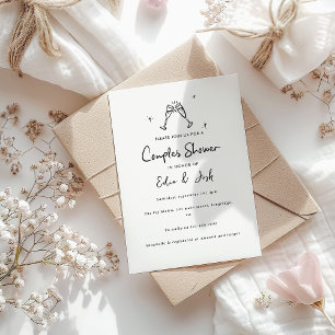 Convite Casais chá moderno, elegante natural, manuscrito