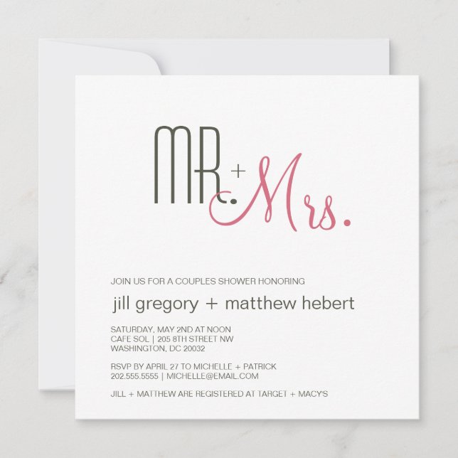 Convite Casais Chá RetroMédio-século Moderno (Frente)