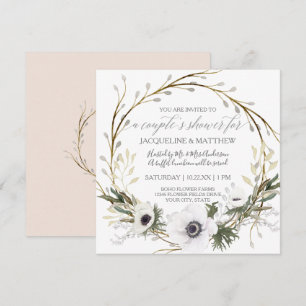Convite Casais Chá Verniz Cor-de-rosa moderno Eucalyptus