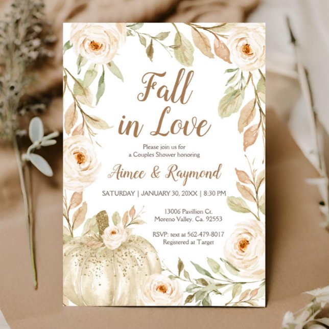 Convite Casais de abóbora branca com brilho (Criador carregado)