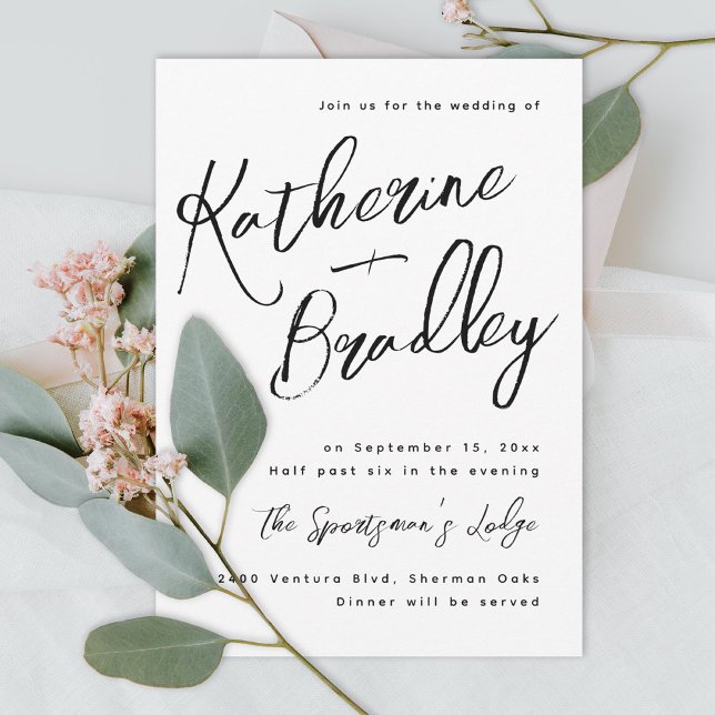 Convite Casais de caligrafia moderna nomes de casamento (Criador carregado)