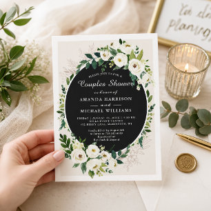 Convite Casais de Casamento Chá Verde Flores Brancas