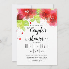 Convite Casais de casamento de flores etéreas vermelhas, r