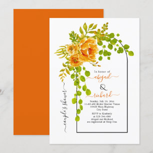 Convite Casais de casamento de flores laranja e arcos chá