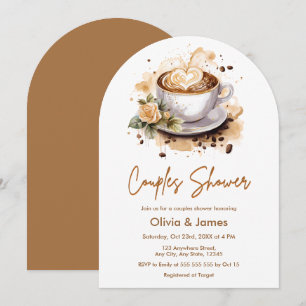 Convite Casais de Casamento Floral de Café Chá de panela