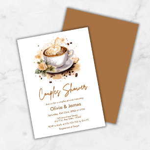 Convite Casais de Casamento Floral de Café Chá de panela