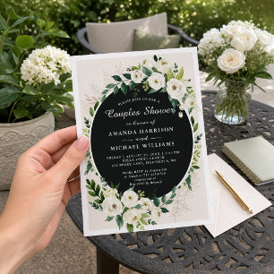 Convite Casais de Casamento Floral Verde-Branco Gordo Chá