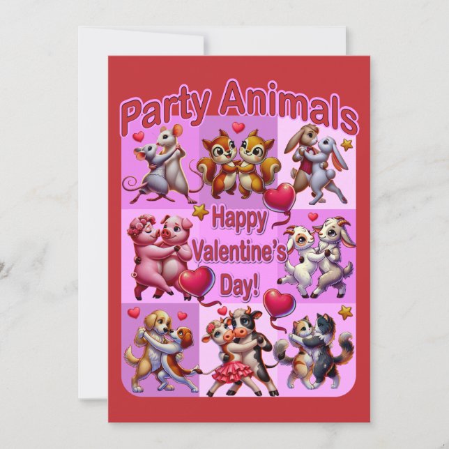 Convite Casais de dança de dia de os namorados "Animais de (Frente)