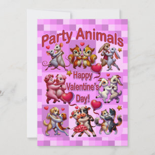 Convite Casais de dança de dia de os namorados "Animais de