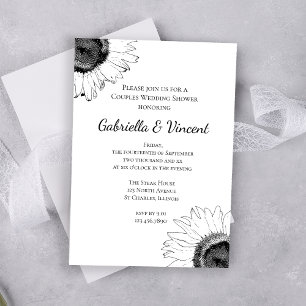 Convite Casais de girassol preto e branco Chá de casament