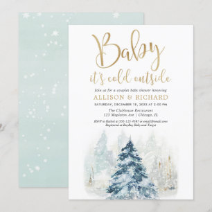 Convite casais de inverno chá de fraldas Baby está frio 