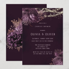 Convite Casais de pénia roxa e Rosa Dourada Chá