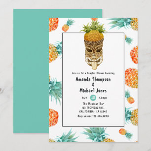 Convite Casais de praia de Tiki Luau Summer Pineapple Chá