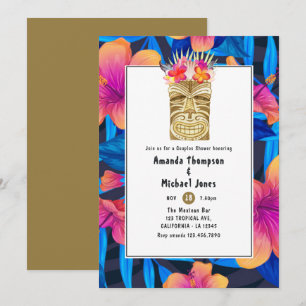 Convite Casais de praia de Tiki Time Luau Summer Chá