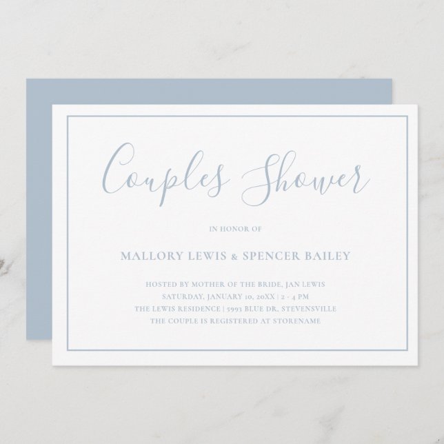 Convite Casais Elegantes Azuis Tradicional (Frente/Verso)