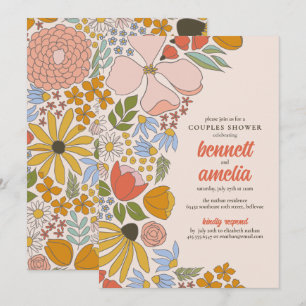Convite Casais Florais Chá de panela de Casamento