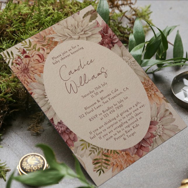 Convite Casais Florais Elegante Boho Watercolor (Criador carregado)